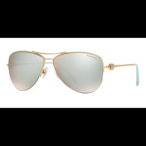 Tiffany & Co. Gold Blue Aviator Sunglasses